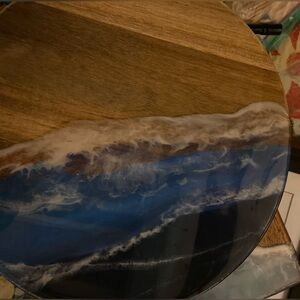 Wood and Resin Ocean Art Round Board